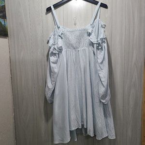 New Torrid 2 Baby Doll Dress Strappy Cold Shoulder Swing Striped Plus 18/20 Y2K